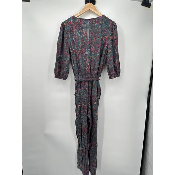 EVEREVE NWT Ember V Neck Multicolor Print Cotton Blend Tie Waist Jumpsuit  // M - Picture 15 of 16